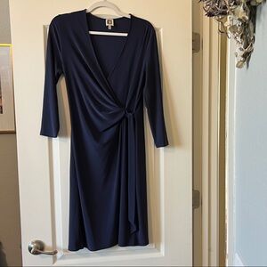 Anne Klein Navy Long Sleeve Wrap Dress